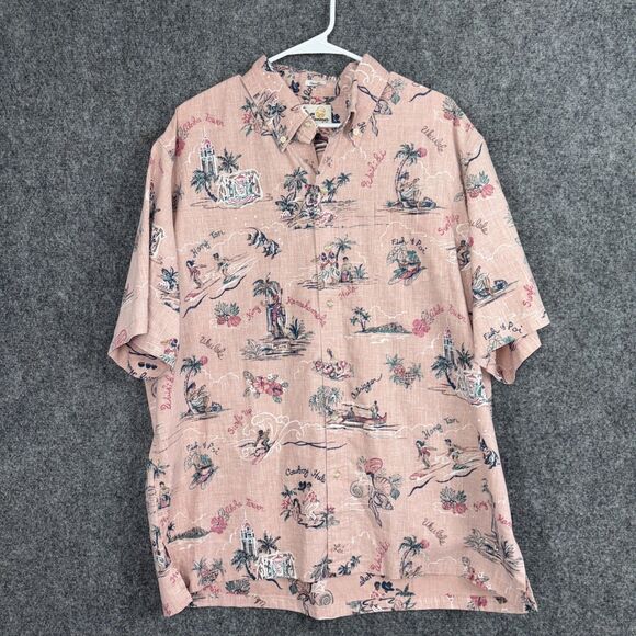 Reyn Spooner Shirt Mens XL Pink Classic Hawaiian Cowboy Kamehameha Hula - Picture 1 of 9
